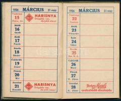 1936 A Magyar Divatcsarnok naptára, kitöltetlen, vászonkötésben, kissé foltos