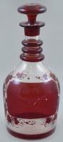 Rubinpácolt, üveg palack, szakított üveg, kopott, m: 27 cm