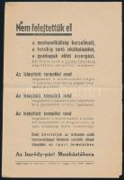 cca 1938 Az Imrédy-párt Munkástáborának röplapja az irányított termelési rendről, illetve a zsidó-liberális kapitalista termelési rendszer által okozott károkról