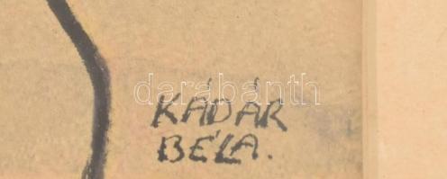 Kádár Béla jelzéssel: Lovak. Tus, papír. Üvegezett fakeretben. 19x26 cm