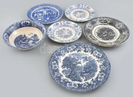 Régi fajansz tányérgyűjtemény, jelzettek: OldeAltton Ware, Villeroy Boch, Willow, Birmingham, WedgWood. Mázrepedésekkel és néhányon repedés és lepattanás. d: 19-30 cm