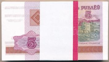 Fehéroroszország 2000. 5R (100x) kötegelővel, sorszámkövetők T:I,I- Belarus 2000. 5 Rublei (100x) with wrapper, consecutive serials C:UNC,AU Krause P#22