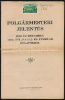 1933 Debrecen, polgármesteri jelentés, kiadja: Városi Nyomda, 52p