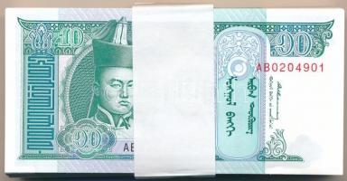 Mongólia 1993. 10T (100x) sorszámkövetők, kötegelővel T:I,I- Mongolia 1993. 10 Tugrik (100x) consecutive serials, with wrapper C:UNC,AU