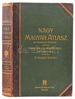 1906 Nagy magyar atlasz. 158 színes főtérkép és kétszázötvenhét melléktérképpel és névmutatóval. A Magyar Földrajzi Társaság megbízásából, Erődi Béla és Berecz Antal közreműködésével szerk.: Dr. Brózik Károly. Bp., 1906, Lampel R. (Wodianer F. és Fiai), (8) p + 158 t. + 52 p. (Hiánytalan). Kiadói aranyozott félbőr-kötésben, kissé sérült, kopott borítóval és gerinccel, helyenként kissé foltos lapokkal.