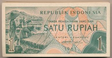 Indonézia 1961. 1R (100x) közte sorszámkövetők T:I-,II Indonesia 1961. 1 Rupiah (100x) within consecutive serials C:AU,XF Krause P#78