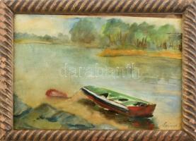 Szőnyi jelzéssel: Csónak. Akvarell, papír. Üvegezett fakeretben. 21,5x29 cm