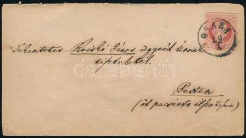 1869 5kr díjjegyes boríték CSABA