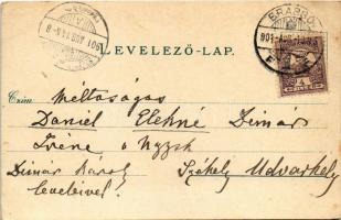 1901 Brassó, Kronstadt, Brasov; Fő tér, piac, hintók, Fekete templom, Heinrich Wagner, J. L. & A...