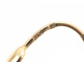 Arany (Au) 14 K pálmalevél fülbevalópár, jelzett, 3,5×1,2 cm, nettó: 2,7 g