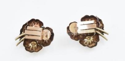 Arany (Au) 14 K virágos fülklipsz, jelzett, 2,1×2 cm, nettó: 6,3 g
