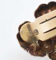 Arany (Au) 14 K virágos fülklipsz, jelzett, 2,1×2 cm, nettó: 6,3 g