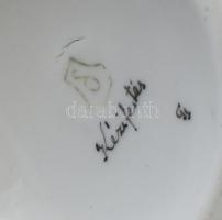 Drasche / Kispest porcelán kottát olvasó lány, kézzel festett, jelzett, kopott, m: 18 cm