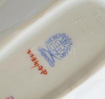 Herendi pur-pru Apponyi mintás leveles tálka. Kézzel festett porcelán, jelzett, hibátlan, 15×9 cm