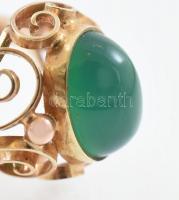 Arany (Au) 14K zöld köves gyűrű, jelzett, méret: 51, bruttó: 2,1 g