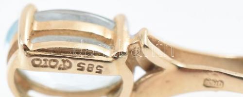 Arany (Au) 14K kék köves függő, jelzett, 1,6×0,6 cm, bruttó: 0,9 g