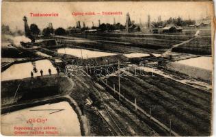 1915 Boryslav-Tustanovychi, Boryslaw-Tustanowice; Oil City Najwiekszy szyb naftowy. Leon Rosenschein (Drohobycz) / Grösster Naphtha Schacht / oil well, oil rig, largest naphtha shaft + K.u.K. Infanterieregiment von Reicher No. 68. 10. Feldkompagnie (from postcard booklet) (fa)