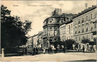 1909 Fiume, Rijeka; Via Ürmeny e Palazzo Modello / street view, palace. Verlag Leopold Rosenthal (EK)