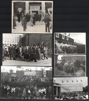 cca 1960-1970 Szocialista ünnepségek, rendezvények képei, közte Nyikita Hruscsov magyarországi látogatása, 6 db fotó, 9x6 cm és 14x9 cm között