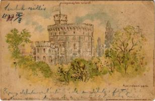 1899 (Vorläufer) A windsori kastély és park. Világosság felé tartandó / Windsor, Castle park. Kunstanstalt Kosmos hold to light litho (EB)