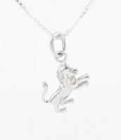 Ezüst(Ag) venezianer nyaklánc oroszlán függővel, jelzett, h: 40 cm, 2,5×1,4 cm, nettó: 4,6 g