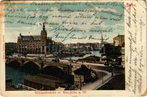 1905 Berlin, Waisenbrücke m. Neu-Köln a. W. / bridge (worn corners)
