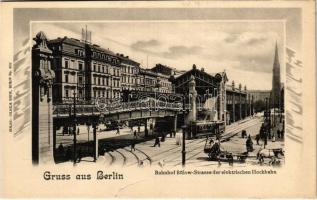 Berlin, Bahnhof Bülow-Strasse der elektrischen Hochbahn / elevated railway station, train, tram (small tear)
