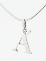 Ezüst(Ag) kígyó nyaklánc "A" függővel, jelzett, h: 45-50 cm, 2,3×1,5 cm, nettó: 7,5 g