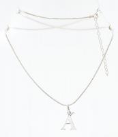 Ezüst(Ag) kígyó nyaklánc "A" függővel, jelzett, h: 45-50 cm, 2,3×1,5 cm, nettó: 7,5 g