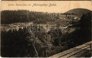 1908 Mariazellerbahn, Mariazeller Bahn; Station Puchenstuben / railway station, train, locomotive (EB)