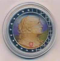 Svájc DN "Svájc" ezüstözött Cu multicolor emlékérem tanúsítvánnyal (40mm) T:PP kis patina
...