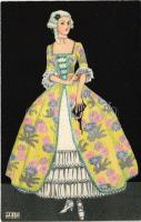 Viennese Art Nouveau fashion lady. B.K.W.I. 384-4. s: Mela Koehler