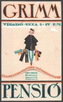 (Galambos Margit (?-?): "Grimm Pensió, Budapest Vigadó ucca 2., art deco plakát- vagy reklám vá...