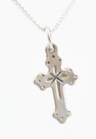 Ezüst(Ag) venezianer nyaklánc kereszt medállal, jelzett, h: 51 cm, 2,3×1,2 cm, nettó: 3,5 g