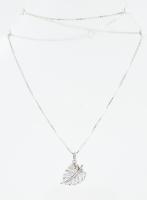 Ezüst(Ag) venezianer nyaklánc levél függővel, jelzett, h: 45,5 cm, 2,5×1,6 cm, nettó: 5,3 g