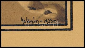 Galambos Margit (?-?): Mesebeli táj, 1923. Akvarell, ceruza, papír, jelzett, 15x13,5 cm