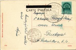 Székelyudvarhely, Odorheiu Secuiesc; Ferdinánd király út, M. kir. dohány nagy tőzsde, Budapest száll...