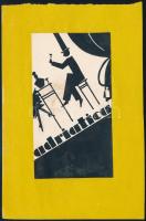 Adriatica art deco számolócédula- vagy reklámterv, 1930 körül. Tus, karton, papírra kasírozva. Jelzés nélkül. Kissé foltos. 11x6 cm.