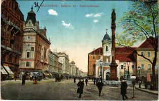1913 Budapest VIII. Rákóczi út, Rókus kórház, villamos, Ernst Berta üzlete
