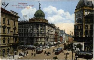 1917 Budapest VIII. Rákóczi út, Pesti Hazai Első Takarékpénztár Egyesület, gyógyszertár, villamosok (EK)