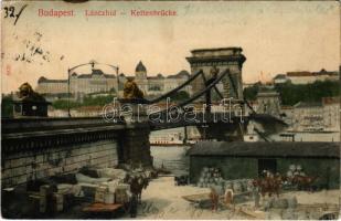 1909 Budapest, Lánchíd, rakpart. Taussig A. 8830. (EK)