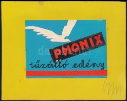 Galambos Margit (?-?): Phönix tűzálló edény. 3 db art deco reklámterv, 1925-30 körül. Tempera, ceruz...