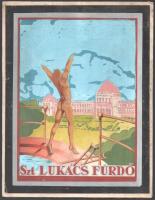 Szt Lukács fürdő. Art deco plakát v. reklámterv, 1925-35 körül. Tempera, akvarell, ceruza, papír, kartonra kasírozva, kissé sérült (felületi festék lepergéssel. Jelzés nélkül. 31x24 cm.