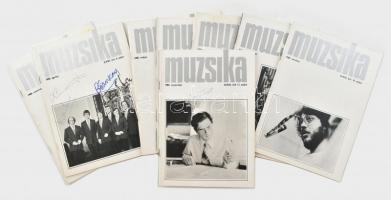 1980 A Muzsika c. folyóirat 8 db száma benne 41 db művész aláírásával, közte: Fischer Annie, Péczely Sarolta, Lukács Miklós