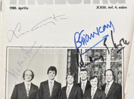 1980 A Muzsika c. folyóirat 8 db száma benne 41 db művész aláírásával, közte: Fischer Annie, Péczely...
