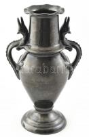 Sárkányos kerámia váza, kopásnyomokkal, jelzett, m: 26 cm