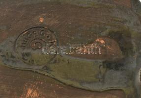 Sárkányos kerámia váza, kopásnyomokkal, jelzett, m: 26 cm