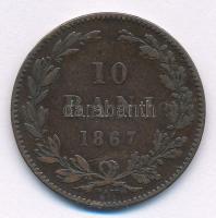 Románia 1867. 10b Cu Watt & Co. T:2-,3 patina, ph Romania 1867. 10 Bani Cu Watt & Co. C:VF,F patina, edge error Krause KM#4.2