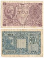 Olaszország 1944. 5L + 1944. 10L T:III,III- Italy 1944. 5 Lire + 1944. 10 Lire C:F,VG