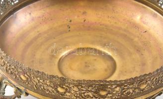 M&Co jelzésű historizáló füles kínáló, üvegbetét nélkül, kopott, m:32, d: 23 cm